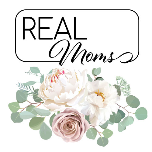Real Moms Logo with flowers