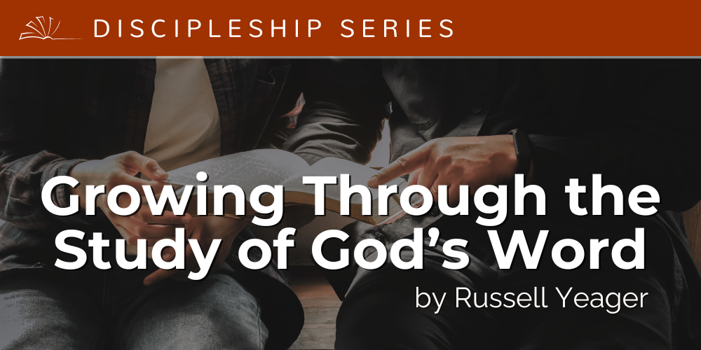Discipleship Series cover image of two men studying the Bible together.